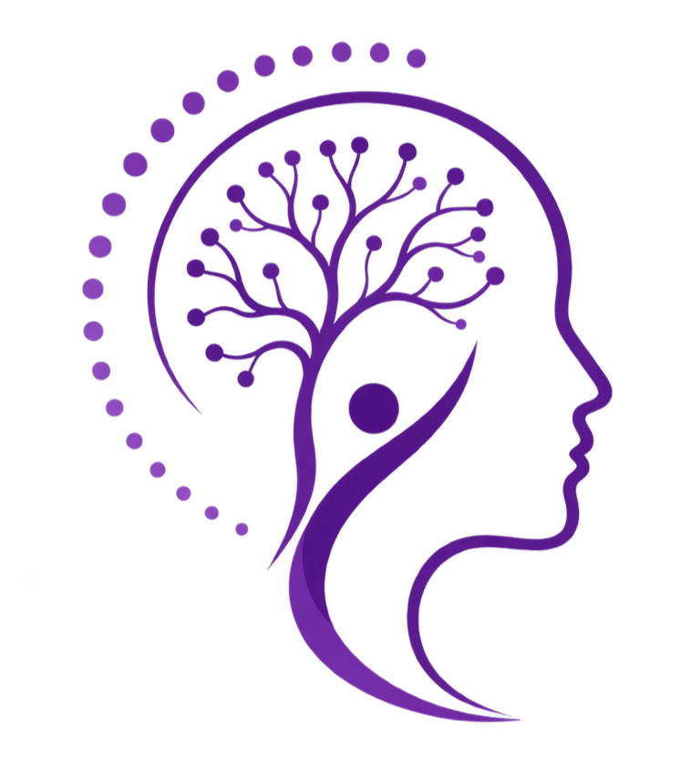 Logo with a tree within the outline of a head